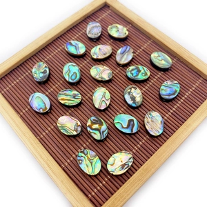 Polished natural oval abalone shell beads with iridescent colors for jewelry making