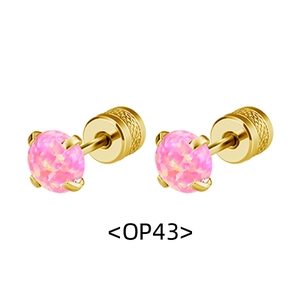 Boucles d'Oreilles Clous Rondes en Acier Inoxydable Opale Synthétique Fermoir à Vis Bijoux en Titane pour Femmes Hommes