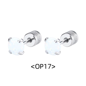 Détails des clous d'oreilles opale blanche 3-5mm avec fermoir à vis sécurisé en acier