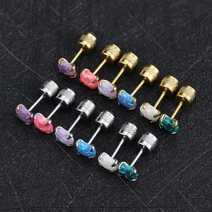 Lot de 12 boucles d'oreilles opale 3-5mm en acier inoxydable doré et argenté