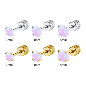 Boucles d'oreilles mini opale en argent et or avec tailles de 3mm 4mm et 5mm