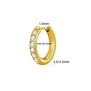 Elegant gold-plated stainless steel hoop earrings with cubic zirconia stones in 4 sizes