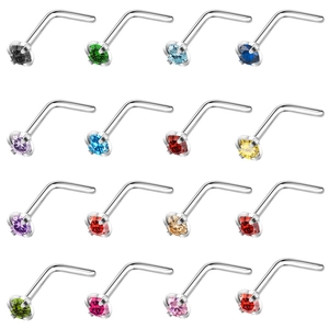L-Förmig Edelstahl Nasenstecker Für Damen Herren Minimalistisch Rund Zirkonia Eingelegt Piercing Schmuck Mehrfarbig
