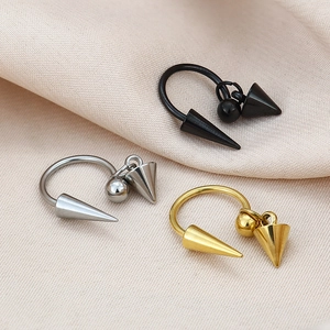 Set di tre anelli a ferro di cavallo punk in acciaio inossidabile nero, oro e argento