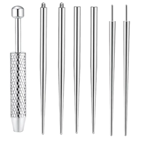 Kit de 7 tiges d'insertion en acier 316 pour piercings avec embouts filetés et poignée moletée