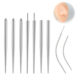 Aiguille de Guidage de Piercing en Acier Inoxydable 316 Tige d'Insertion Filetage Interne Externe Outils Auxiliaires pour Bijoux de Corps DIY