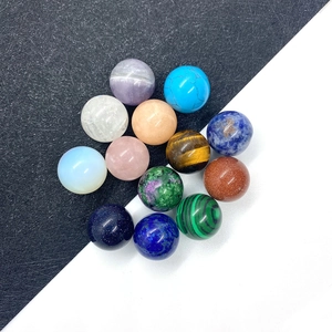 Polished 16mm natural stone round spheres in assorted crystals including rose quartz and turquoise