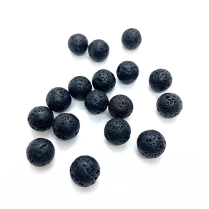 Natural black lava stone loose round beads for DIY handmade jewelry and accessory making