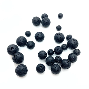 Natural black lava rock beads in multiple sizes for DIY jewelry and essential oil diffusers