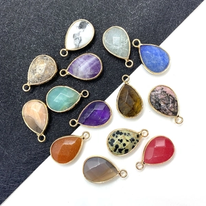 Pierre Naturelle Goutte Facettée Pendentifs Alliage Or Bordure Charms Pour DIY Collier Boucles d'Oreilles Bijouterie Accessoires