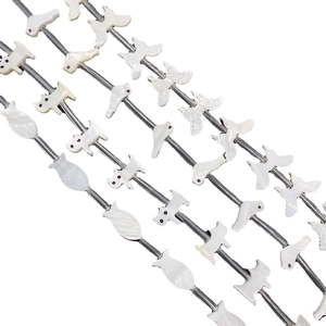 Natural white mother of pearl shell beads in mixed animal shapes for DIY jewelry making