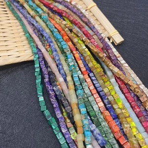 4mm natural stone cube beads including malachite and turquoise for DIY jewelry making