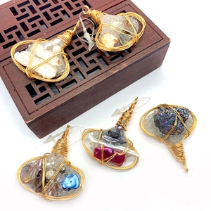 Natural Stone Artificial Baroque Pearl Wire Wrapped Pendant Irregular Handmade DIY Jewelry Making Crystal Cluster Shell Pendant Only Without Chain