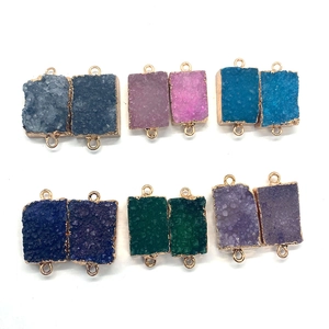Rechteckige Druzy-Steinverbinder mit Vergoldung für DIY-Schmuckherstellung 12er-Set