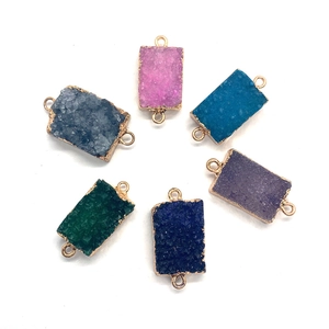 Rechteckige Druzy-Natursteinverbinder mit Vergoldung für DIY-Schmuckherstellung