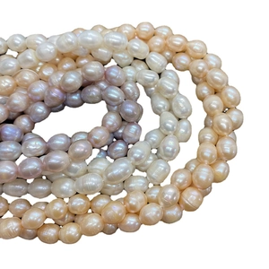 Natural freshwater pearl strands in white, lavender, and pink for DIY jewelry making