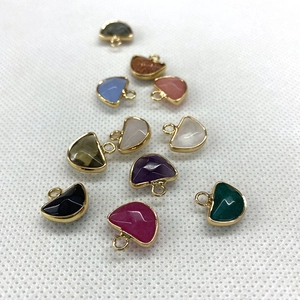 Colorful semi-circle faceted black agate and goldstone pendants for DIY jewelry making