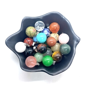 Pendentifs sphériques en cristal naturel de 14mm avec attaches pour colliers DIY