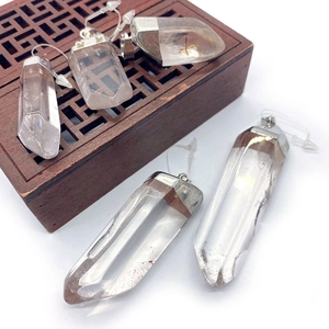 Pendentif en Pierre Naturelle Cristal de Roche Colonne Hexagonale Pendentif Uniquement Sans Chaîne pour Bijoux DIY