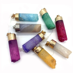 Natural faceted crystal stone pendants in multiple colors with metal plated bail connectors