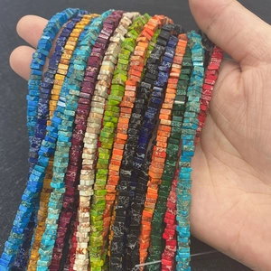 Cuentas de cubo de colores de 4mm de piedra imperial y turquesa para collares de DIY