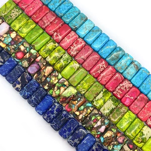 Perline rettangolari piatte in pietra naturale in vari colori per la creazione di gioielli