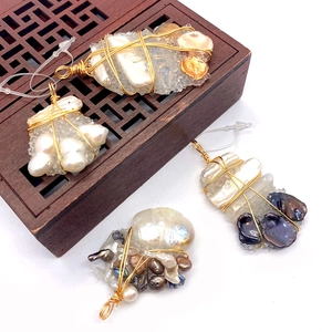 Handmade Wire Wrapped Freshwater Pearl Crystal Stone Pendant Only Without Chain For DIY Jewelry Making Bohemian Style Accessories