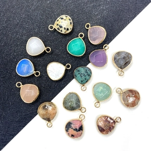 Pendentif Seul En Pierre Naturelle Facettée Sans Chaîne Forme Goutte Bordure En Cuivre Plaqué Or Accessoire De Fabrication De Bijoux DIY Pour Collier Boucle D Oreille Femme
