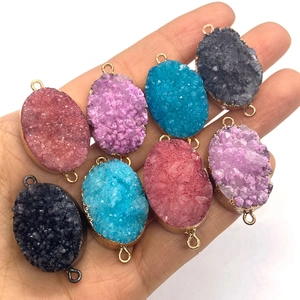 Ovale Druzy-Kristallverbinder mit vergoldetem Rand für DIY-Schmuckherstellung und Design
