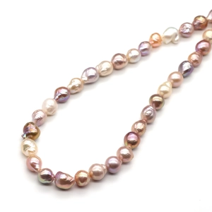Natural baroque 10-11mm freshwater Edison pearl necklace in purple and champagne hues