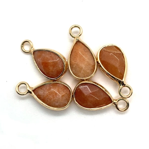 Gefacetteerde tijgeroog stenen druppelhangers met gouden rand voor DIY sieraden maken