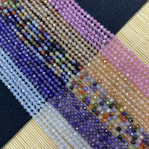 Perles de pierre naturelle facettées 2-4mm en couleurs variées pour colliers et bijoux DIY