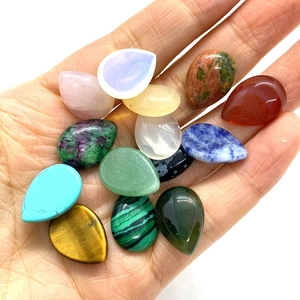 Polished natural semi-precious gemstone teardrop cabochons for DIY jewelry making