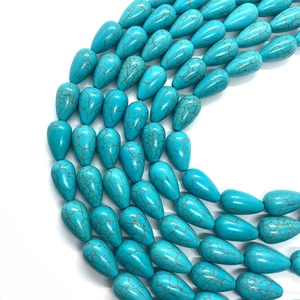 Perles en turquoise naturelle forme goutte avec matrice brune pour bijoux DIY