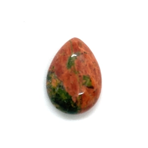 Λειασμένη πέτρα Unakite σε σχήμα σταγόνας 18x25mm με ροζ και πράσινη υφή στίγματα