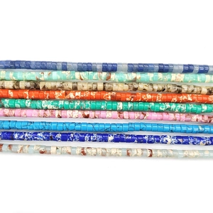 Flat cylinder 2x4mm natural stone beads in nine colors for DIY jewelry making