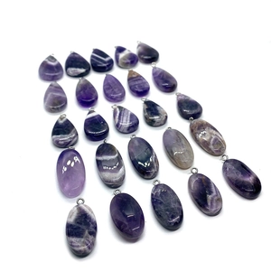 Amethyst gemstone pendants in teardrop and oval shapes with silver loops for DIY jewelry