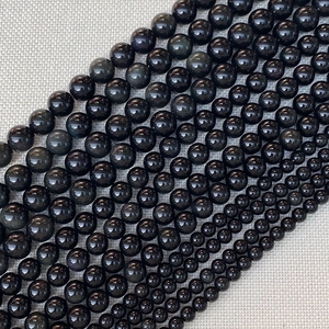 Natürliche schwarze Obsidian-Steinperlen in verschiedenen Größen für DIY-Schmuck