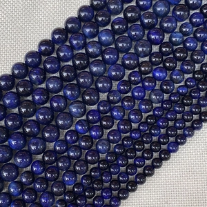 Polished blue tiger eye round gemstone beads with chatoyancy effect for jewelry making