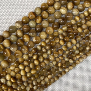 Polished natural tiger eye stone beads with chatoyancy for DIY jewelry making
