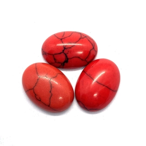 Set de tres piedras semipreciosas ovaladas rojas con vetas negras para hacer anillos