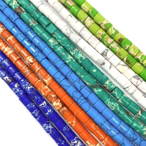 Perles cylindriques en pierre naturelle 4x4mm multicolores pour bijoux DIY