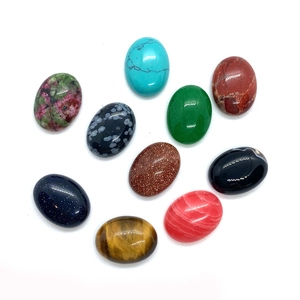 Polished 18x25mm oval gemstone cabochons including tiger eye and turquoise for ring making