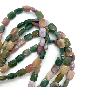 Natural Indian Agate faceted rectangle beads 8x11mm for DIY jewelry making supplies