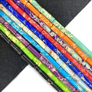 Colorful cylindrical imperial jasper stone beads for DIY jewelry making and crafting