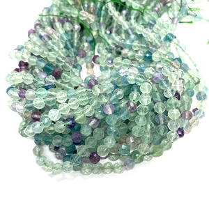Facettierte 6mm Naturstein-Fluoritperlen in Lila und Grün für DIY-Schmuckherstellung