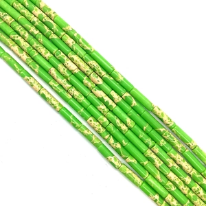 Perles cylindriques en pierre impériale verte 4x13mm pour accessoires de bijoux DIY