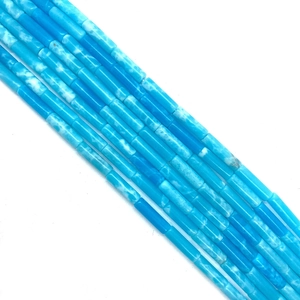Perles cylindriques en pierre naturelle bleu ciel 4x13mm avec texture marbrée pour bijoux