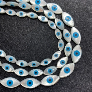 Natural marquise shell beads with evil eye pattern for DIY jewelry accessories