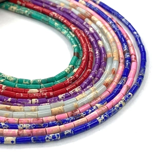 Bunte 2x4mm Naturstein-Rohrperlen in Spiralform für DIY-Schmuckherstellung